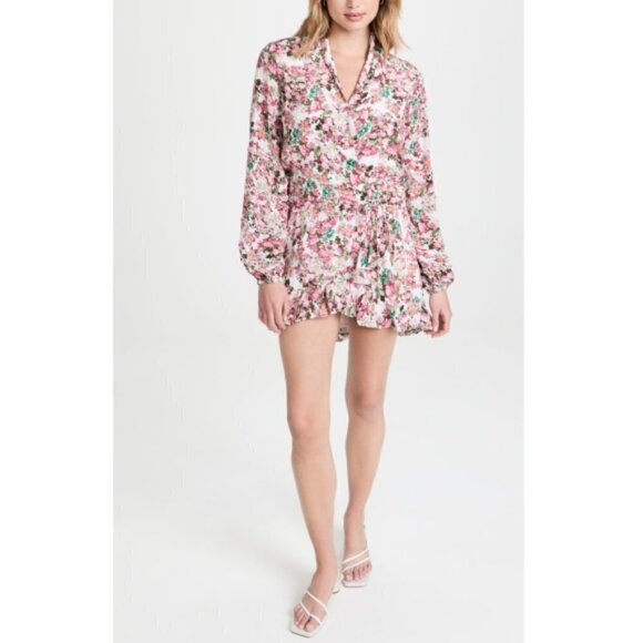 Rococo Sand 'Vie' Floral-Print Wrap-Style Minidress, Pink Multicolor - Picture 1 of 3